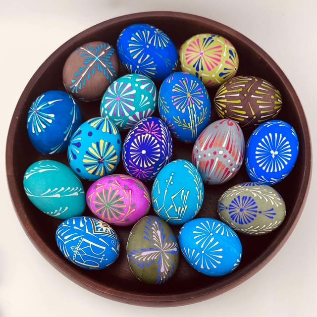 Bowl of pysanka eggs